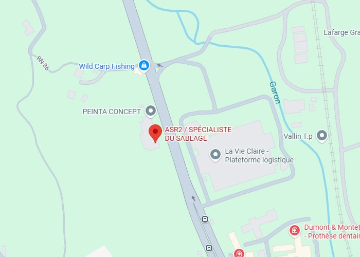 Accès ASR2 : Spécialiste du Sablage sur RN 86 Carte d'accès ASR2, SPÉCIALISTE DU SABLAGE, sur RN 86. Voisins: PEINTA CONCEPT, Wild Carp Fishing et La Vie Claire - logistique.