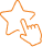 Évaluation et Favoris : Icône Étoile avec Clic de Main Pictogramme orange d'une main cliquant sur une étoile pour une notation, un avis ou une mise en favoris.